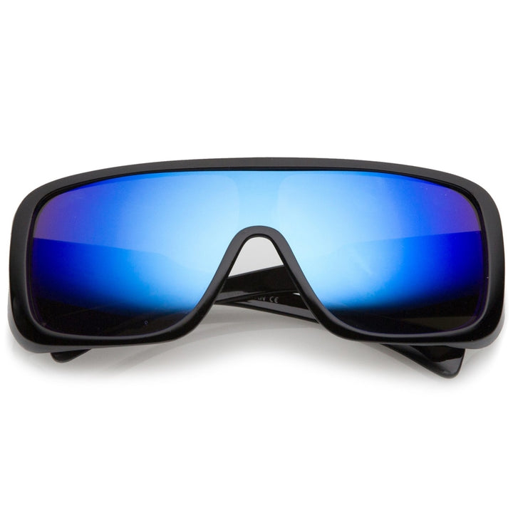 Mens Oversize Goggle Colored Mirror Mono Lens Shield Sunglasses 60mm Image 1