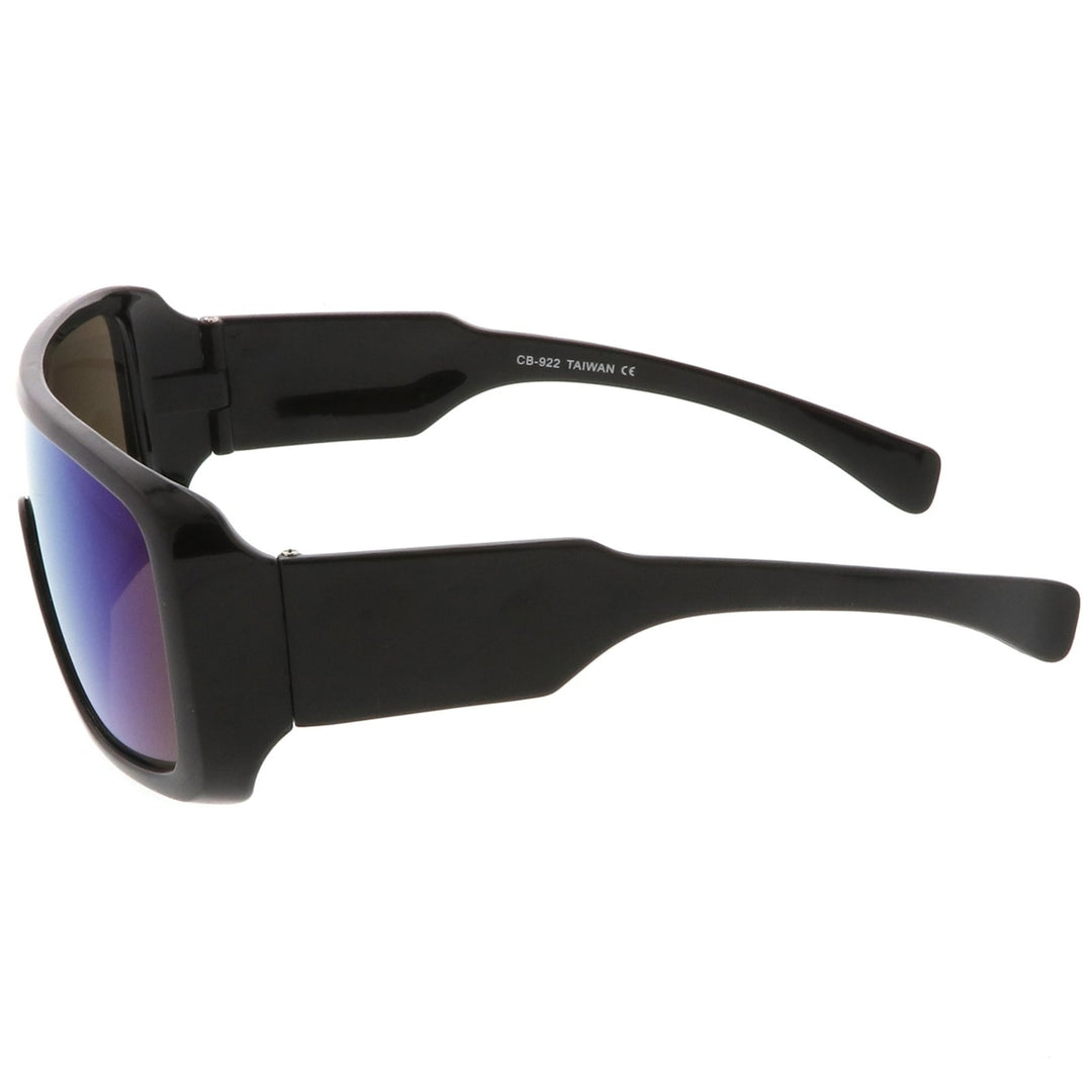 Mens Oversize Goggle Colored Mirror Mono Lens Shield Sunglasses 60mm Image 3