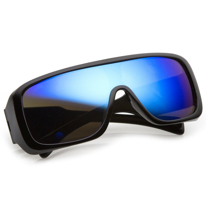 Mens Oversize Goggle Colored Mirror Mono Lens Shield Sunglasses 60mm Image 4