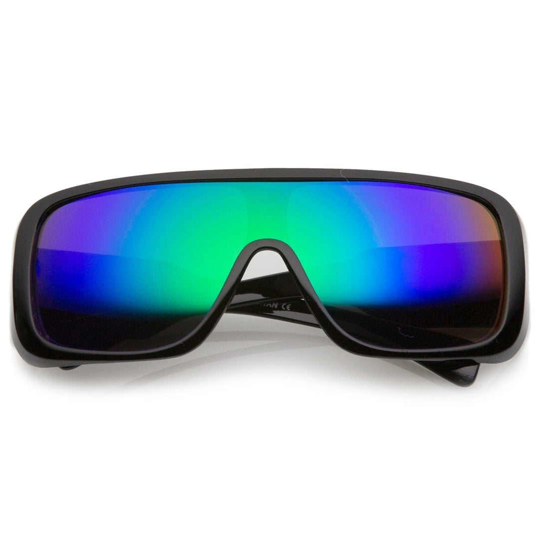 Mens Oversize Goggle Colored Mirror Mono Lens Shield Sunglasses 60mm Image 4