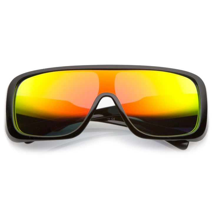Mens Oversize Goggle Colored Mirror Mono Lens Shield Sunglasses 60mm Image 6