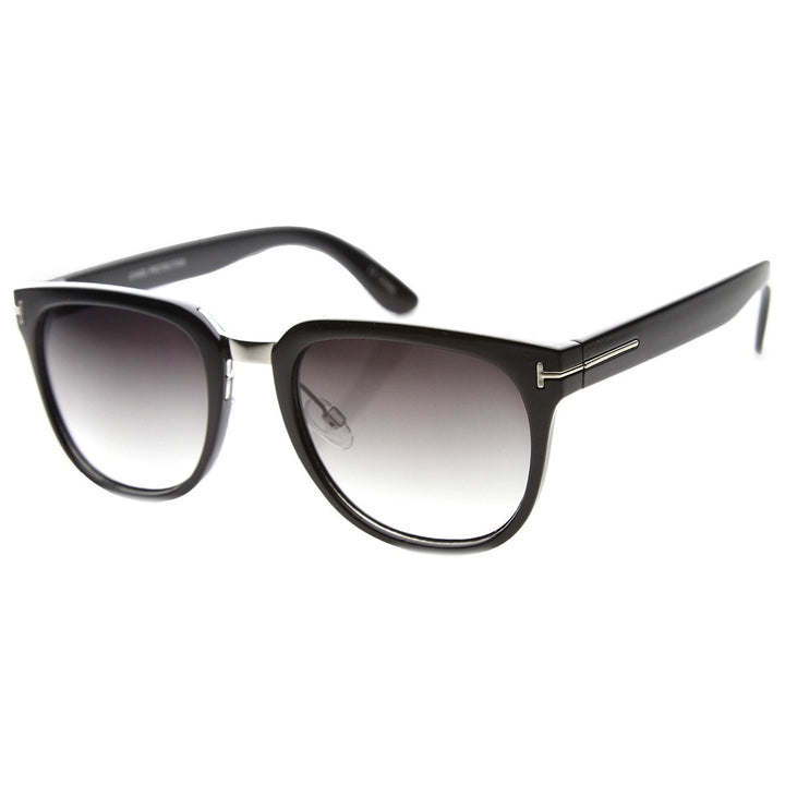 Metal Bridged T-Riveted Horned Rimmed Classic Style Sunglasses Image 2