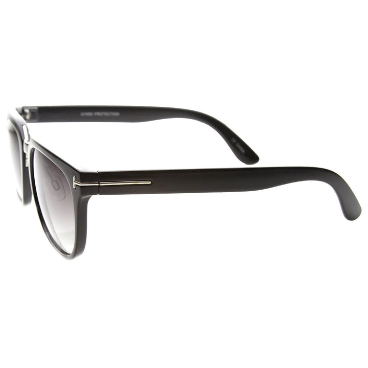 Metal Bridged T-Riveted Horned Rimmed Classic Style Sunglasses Image 3