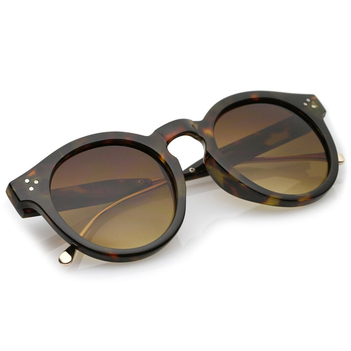 Metal Temple Keyhole Bridge Neutral-Colored Lens P3 Round Sunglasses 50mm Image 4