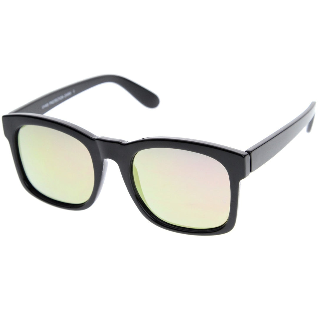 Oversized Bold Frame Flash Mirror Horn Rimmed Sunglasses 61mm UV400 Protection Image 3