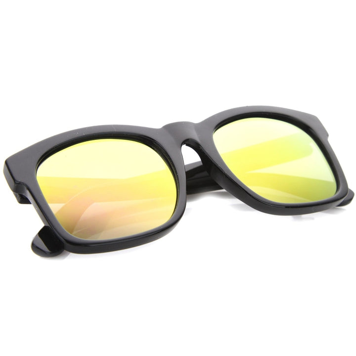 Oversized Bold Frame Flash Mirror Horn Rimmed Sunglasses 61mm UV400 Protection Image 4