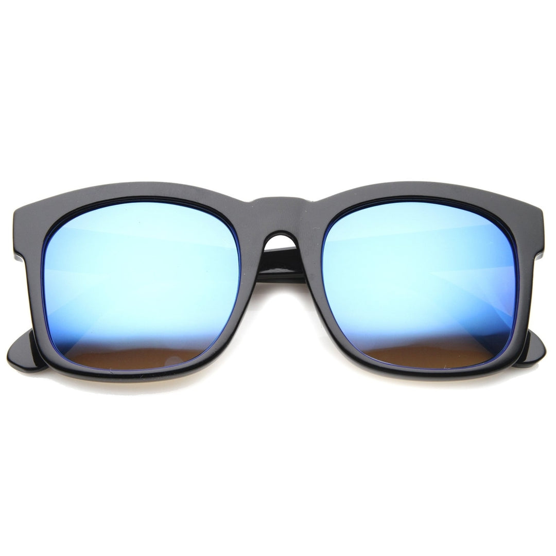 Mod Fashion Oversized Bold Frame Flash Mirror Horn Rimmed Sunglasses 61mm Image 4