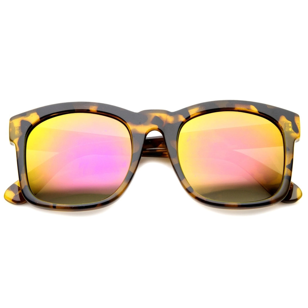 Mod Fashion Oversized Bold Frame Flash Mirror Horn Rimmed Sunglasses 61mm Image 6