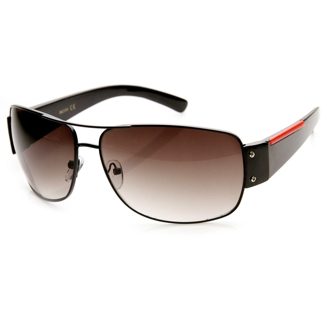 Modern Metal Aviator Sunglasses Sport Red Stripe UV400 Polycarbonate 60mm Image 4