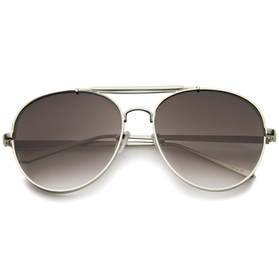 Modern Fashion Flat Lens Full Metal Side Cover Frame Double Bridged Aviator Sunglasses Image 4