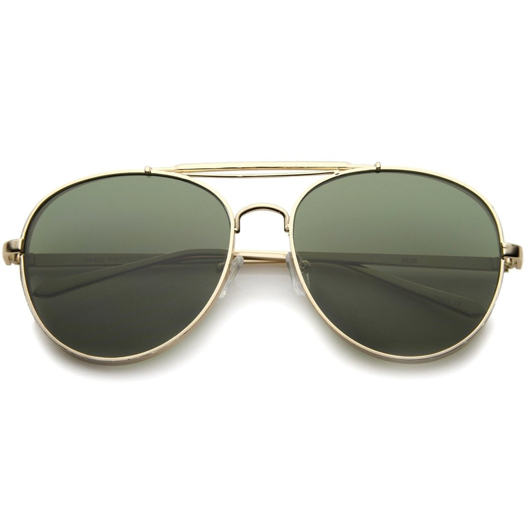 Modern Fashion Flat Lens Full Metal Side Cover Frame Double Bridged Aviator Sunglasses Image 6