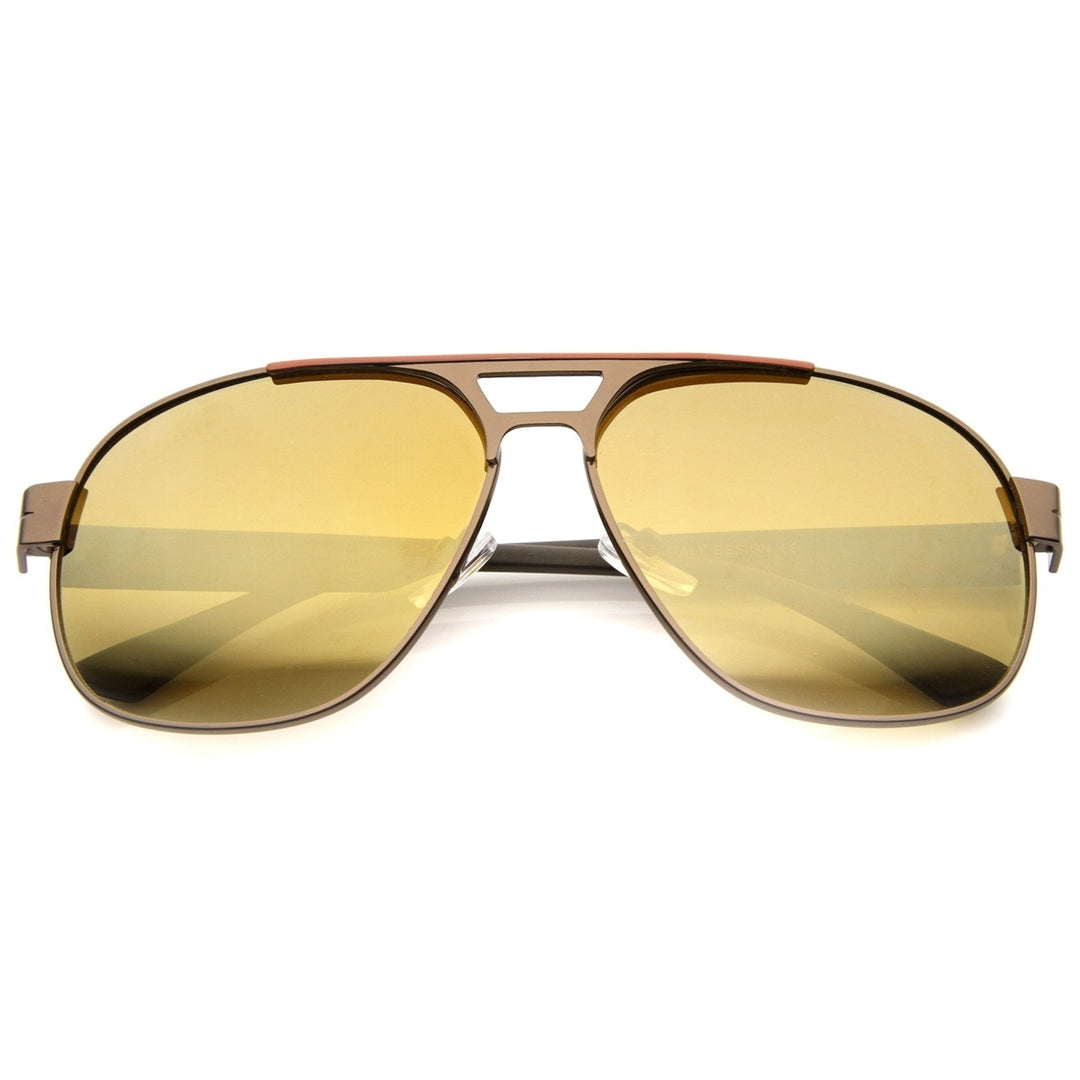 Modern Flat Top Metal Square Aviator Sunglasses 59mm Mirror Lens UV400 Image 1