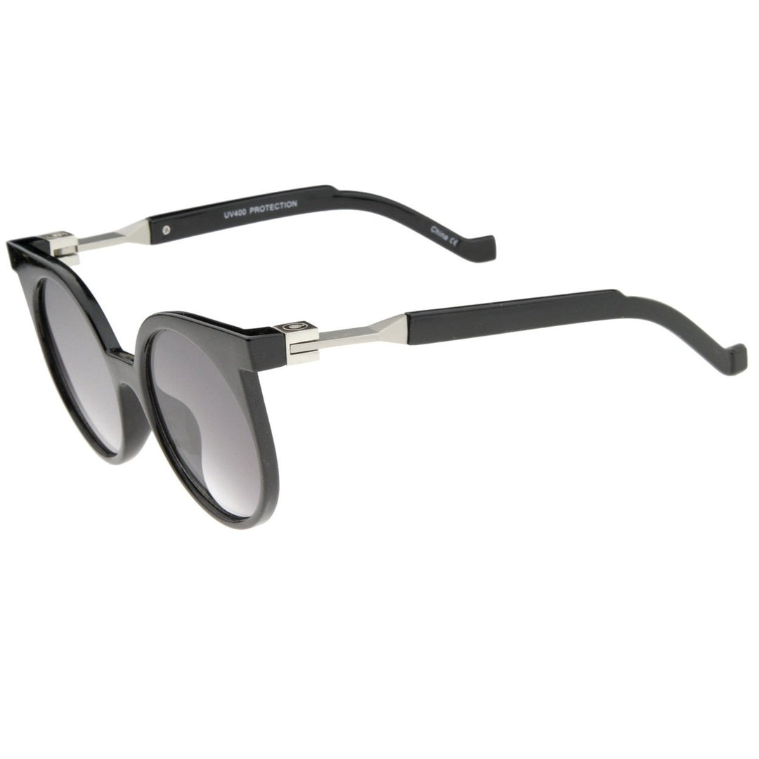 Modern Horn Rimmed Round Sunglasses Neutral Flat Lenses 50mm UV400 Polycarbonate Image 3