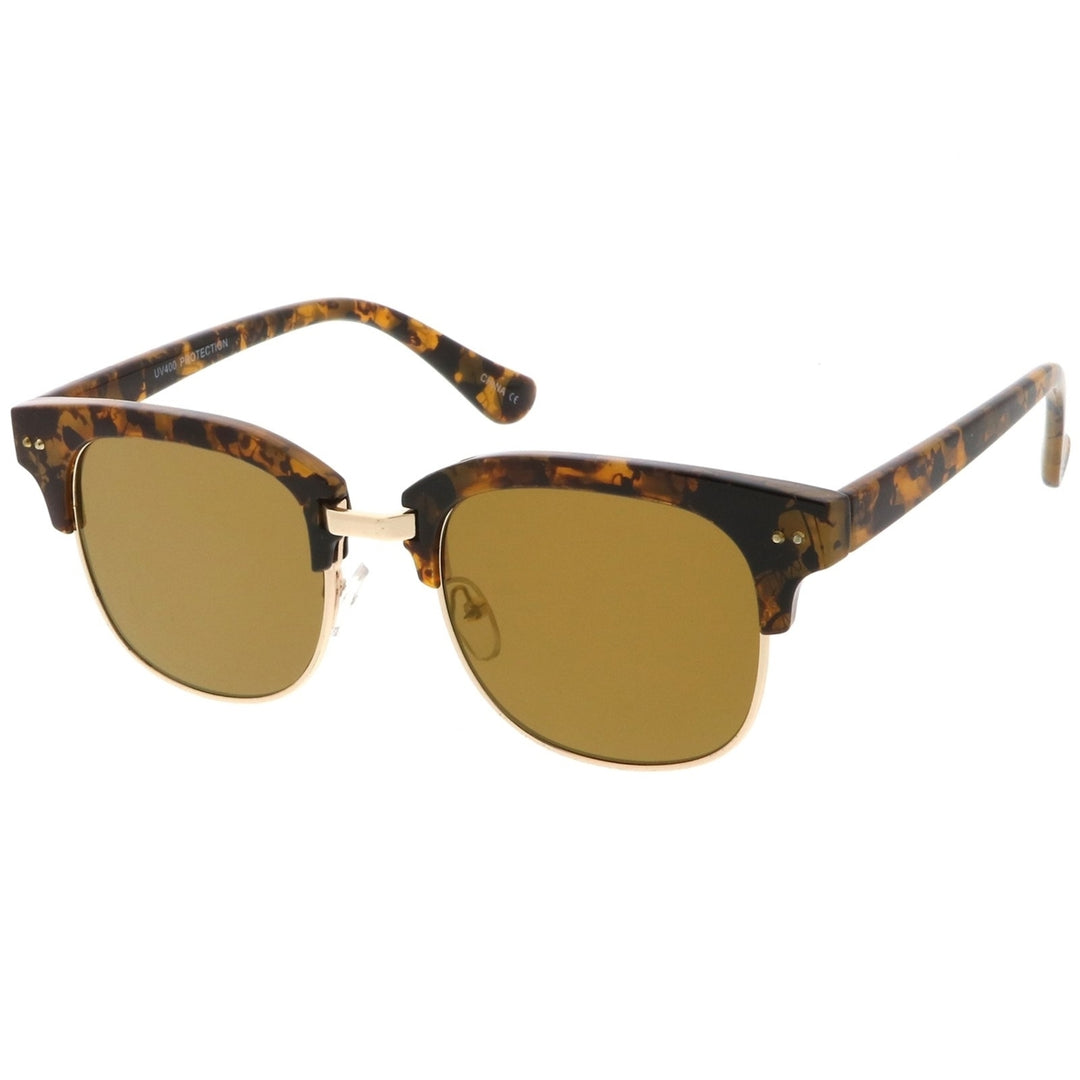 Modern Marble Print Horn Rimmed Square Flat Lens Sunglasses 51mm UV400 Image 2