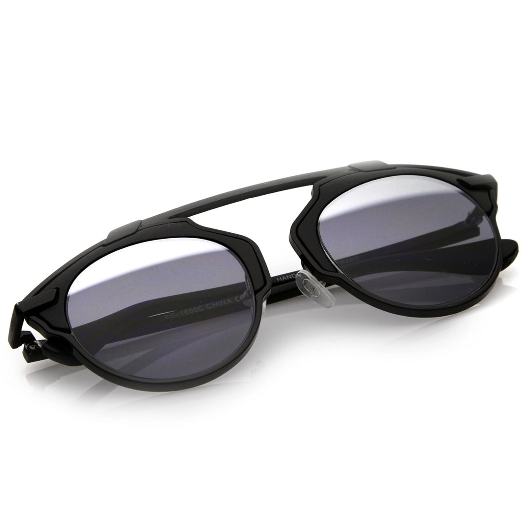 Modern Metal Crossbar Partial Mirrored Lens Pantos Aviator Sunglasses 48mm Image 4