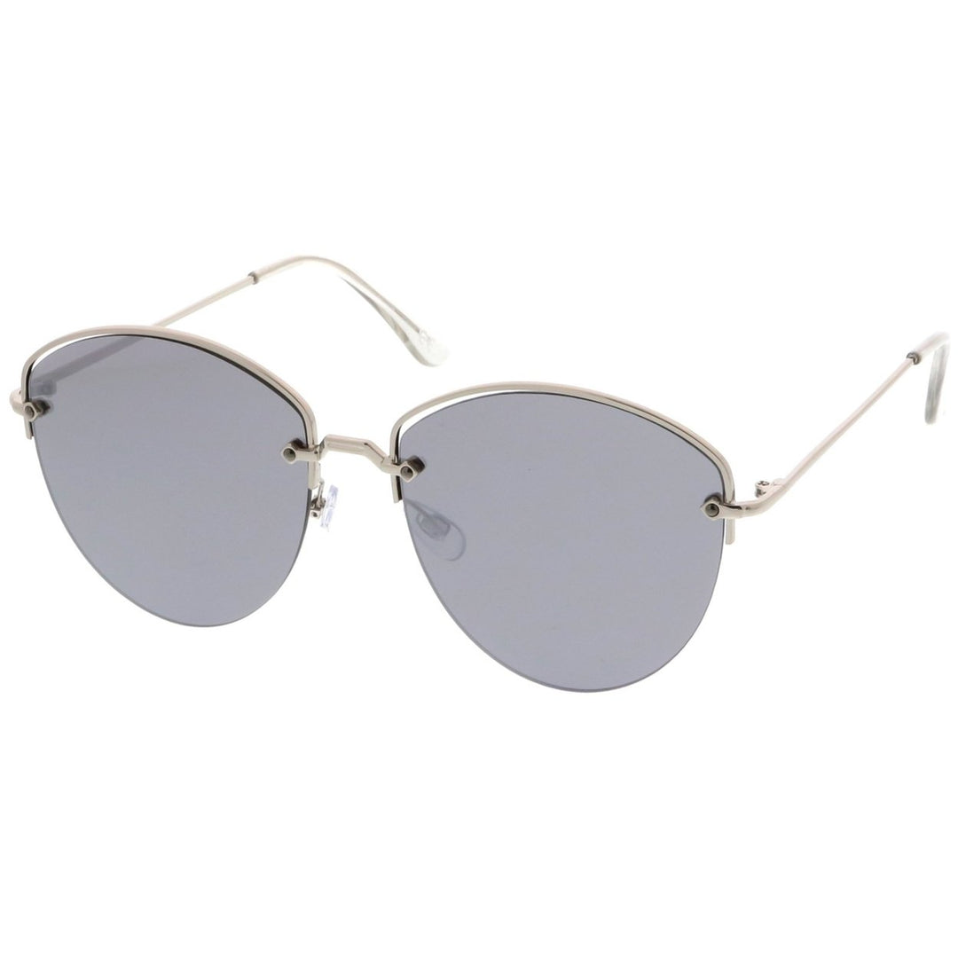 Metal Semi-Rimless Sunglasses 60mm Mirrored Flat Lenses UV Protection Modern Design Image 2