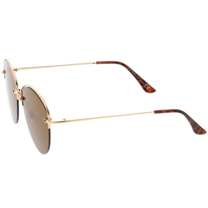 Modern Metal Semi-Rimless Sunglasses 60mm Flat Lens UV Protected Geometric Design Image 3