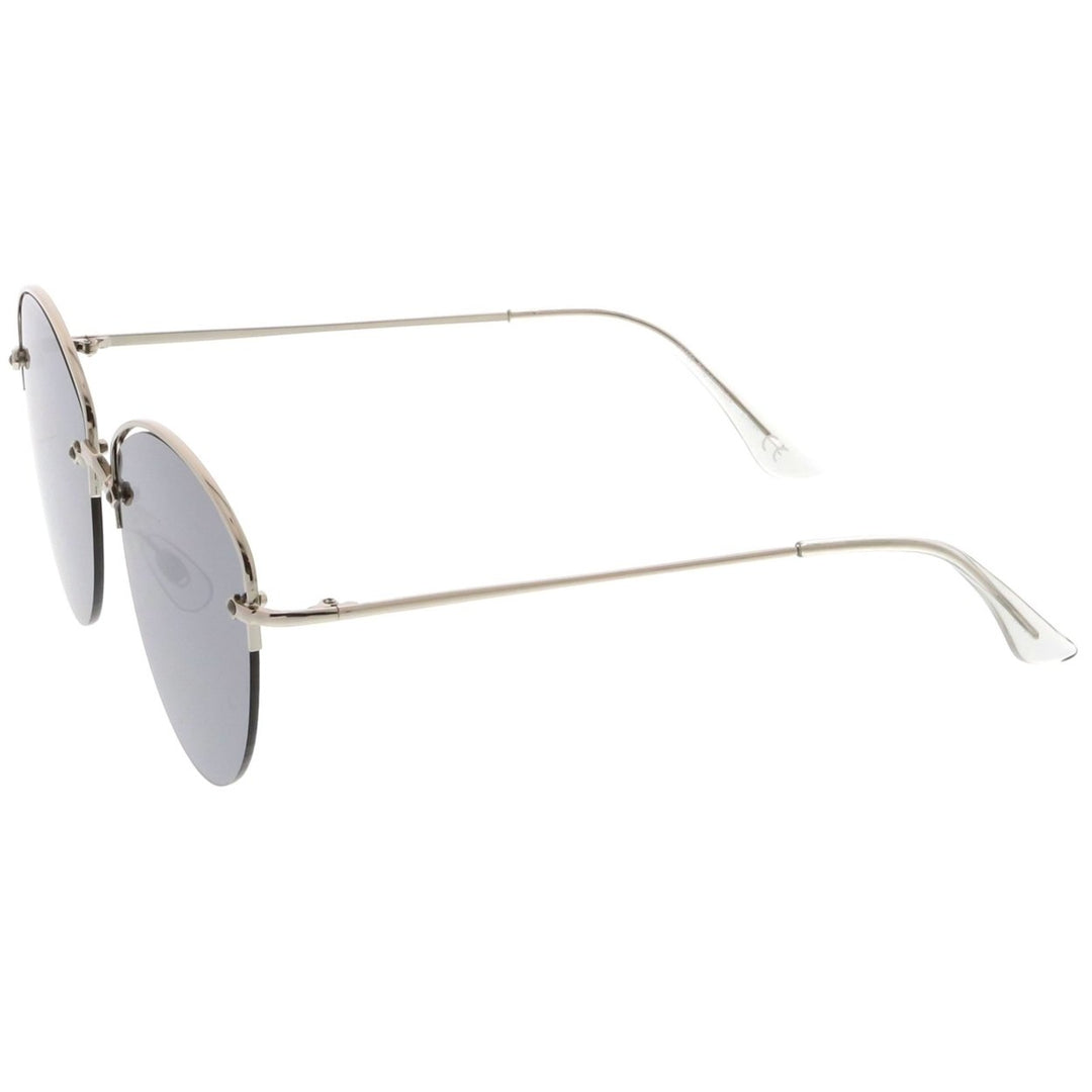 Metal Semi-Rimless Sunglasses 60mm Mirrored Flat Lenses UV Protection Modern Design Image 3