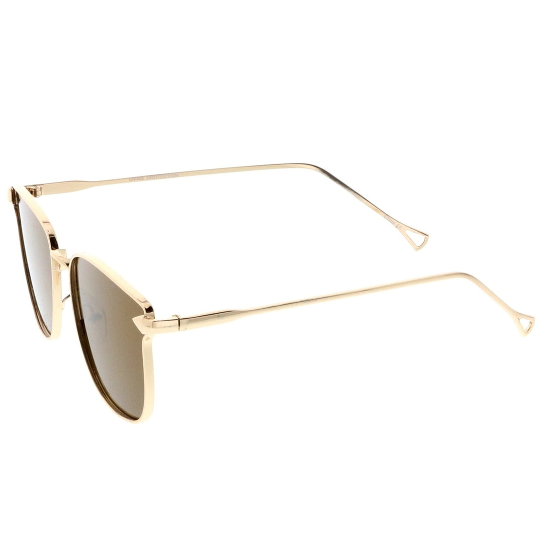 Modern Metal Square Sunglasses With Flat Lenses And Slim Hook Arms 55mm Image 3