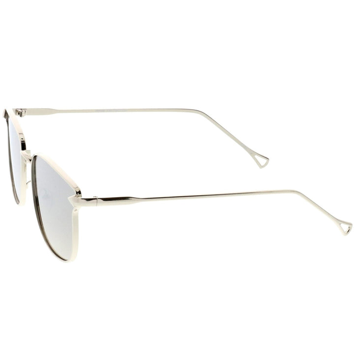 Modern Metal Square Sunglasses With Mirrored Flat Lenses And Slim Hook Arms 55mm Image 3