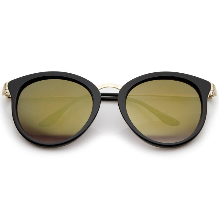 Modern Slim Metal Temple Colored Mirror Lens Cat Eye Sunglasses 54mm Image 4