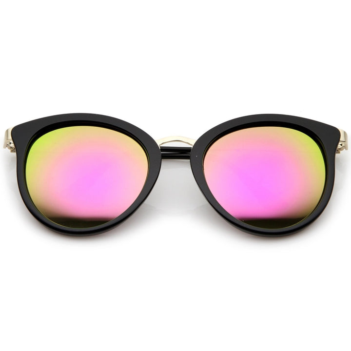Modern Slim Metal Temple Colored Mirror Lens Cat Eye Sunglasses 54mm Image 6