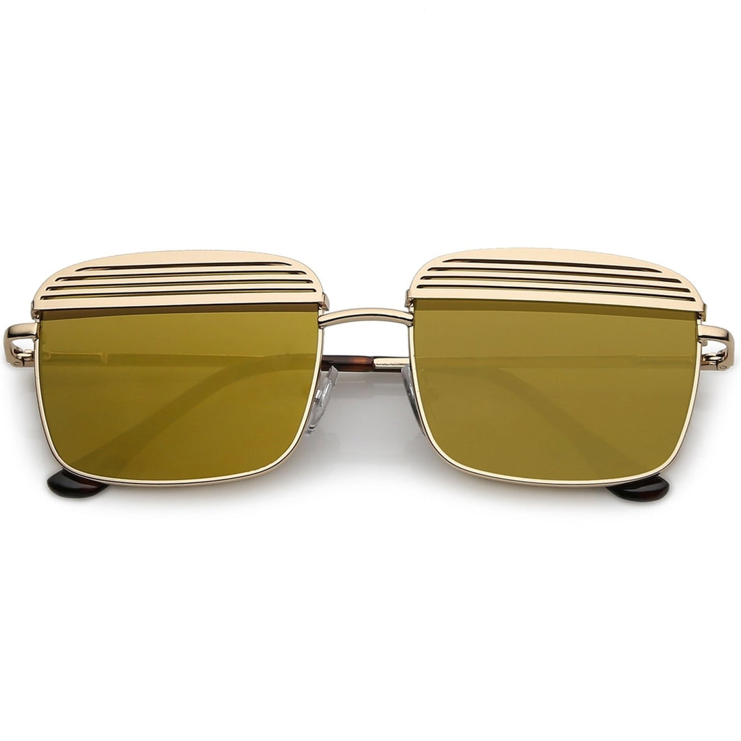 Modern Square Sunglasses With Ultra Slim Arms And Metal Covered Mirror Flat Lens 53mm Image 1