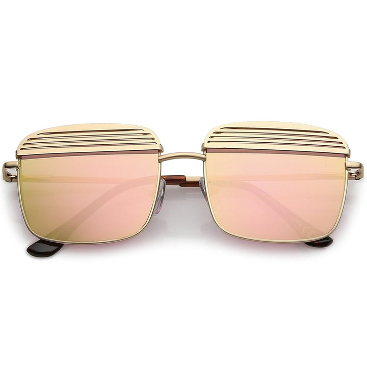 Modern Square Sunglasses With Ultra Slim Arms And Metal Covered Mirror Flat Lens 53mm Image 4