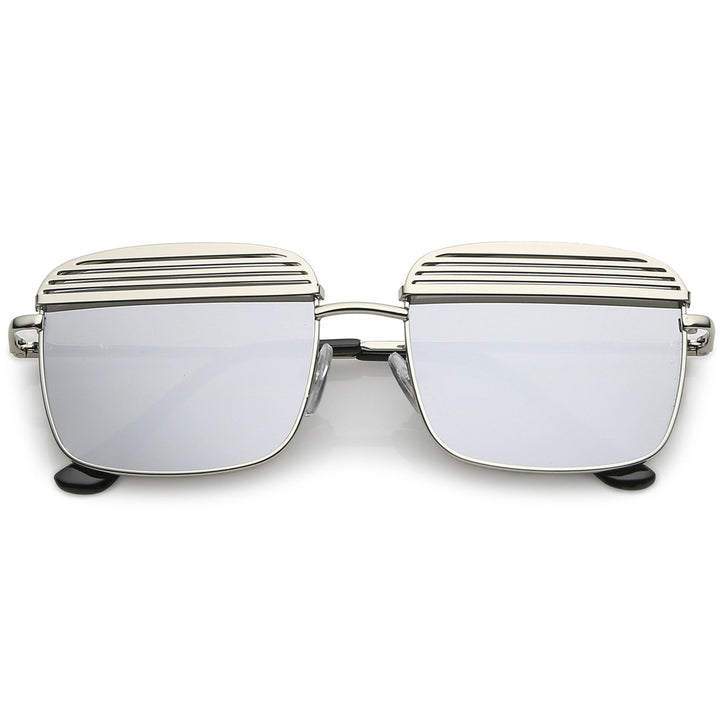 Modern Square Sunglasses With Ultra Slim Arms And Metal Covered Mirror Flat Lens 53mm Image 6