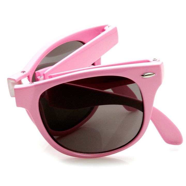 Neon Compact Folding Pocket Horn Rimmed Sunglasses 54mm UV400 Protection Image 4