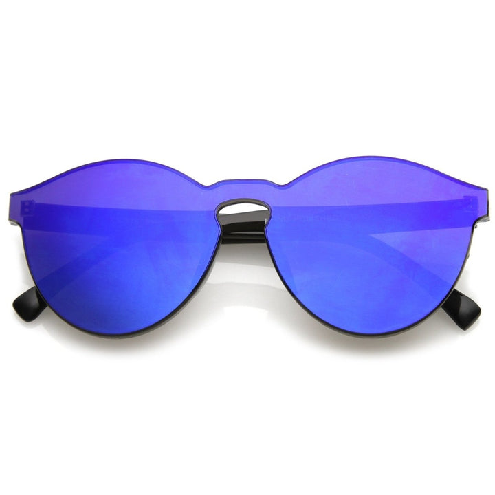 One Piece Rimless Colored Mirror Sunglasses 60mm Ultra-Bold PC Lens Image 1