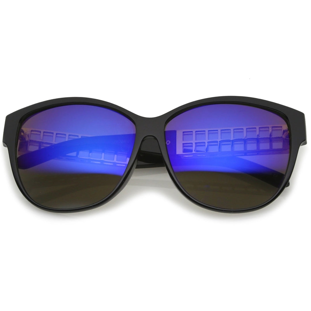 Oversize Horn Rimmed Metal Temple Mirror Square Lens Cat Eye Sunglasses 62mm Image 4