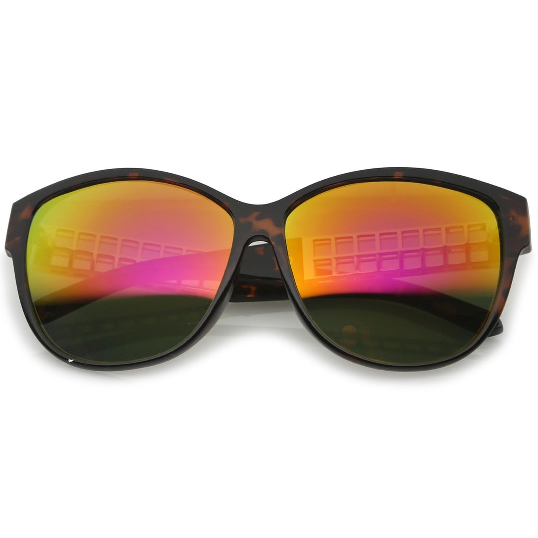 Oversize Horn Rimmed Metal Temple Mirror Square Lens Cat Eye Sunglasses 62mm Image 6