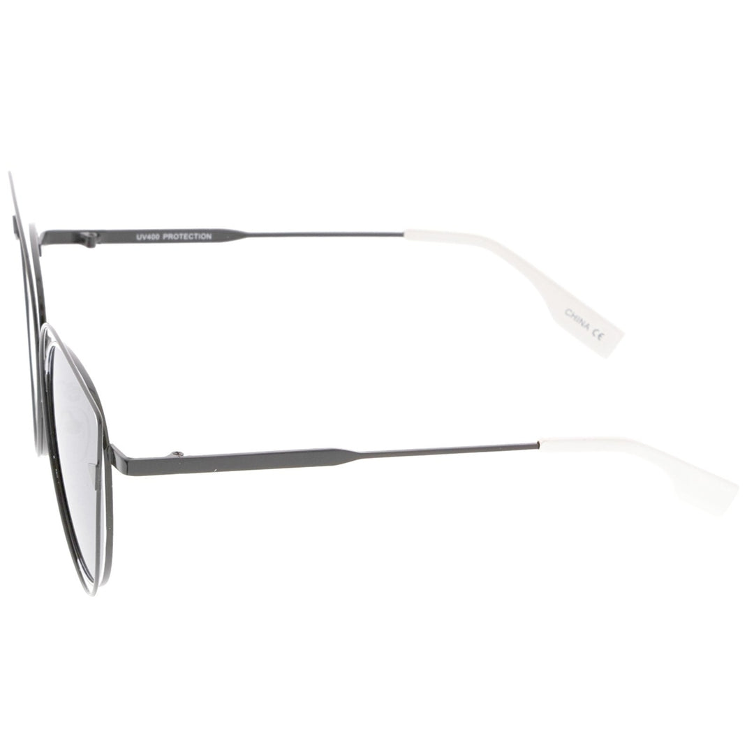 Oversize Metal Cutout Frame Arrow Accent Flat Lens Cat Eye Sunglasses 57mm Image 3
