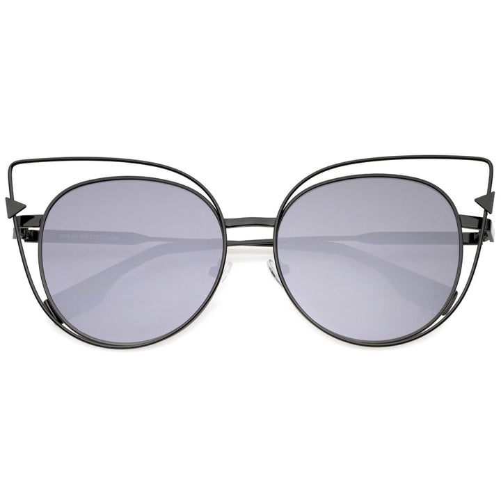 Oversize Metal Cutout Frame Arrow Accent Flat Lens Cat Eye Sunglasses 57mm Image 4