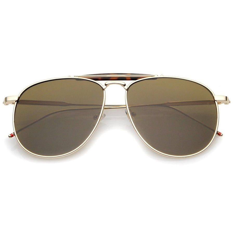 Oversize Metal Aviator Sunglasses 57mm Double Nose Bridge Ultra Slim Temples Image 1