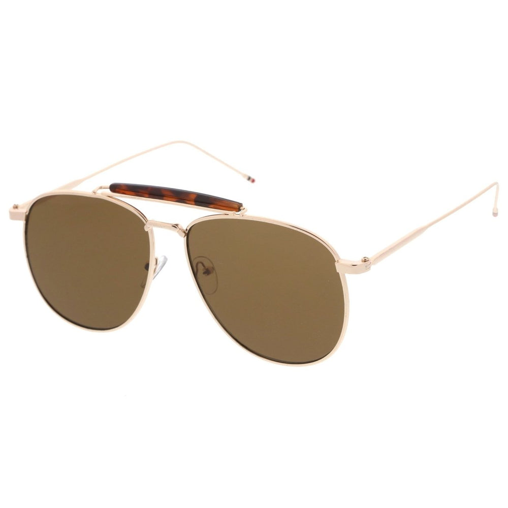 Oversize Metal Aviator Sunglasses 57mm Double Nose Bridge Ultra Slim Temples Image 2