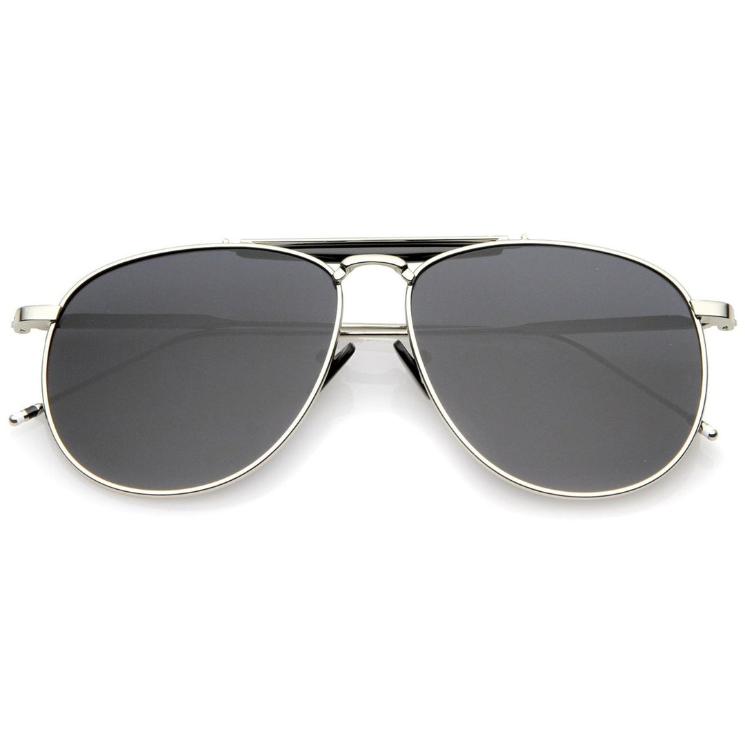 Oversize Metal Aviator Sunglasses 57mm Double Nose Bridge Ultra Slim Temples Image 4