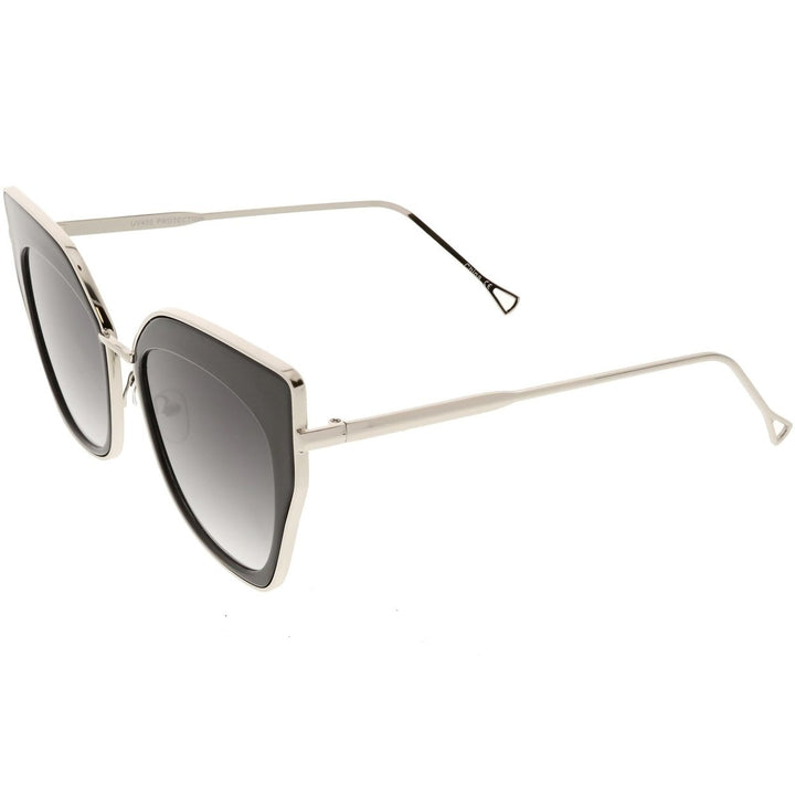 Oversize Pointed Cat Eye Sunglasses 58mm Slim Metal Nose Bridge Square Lens Image 3