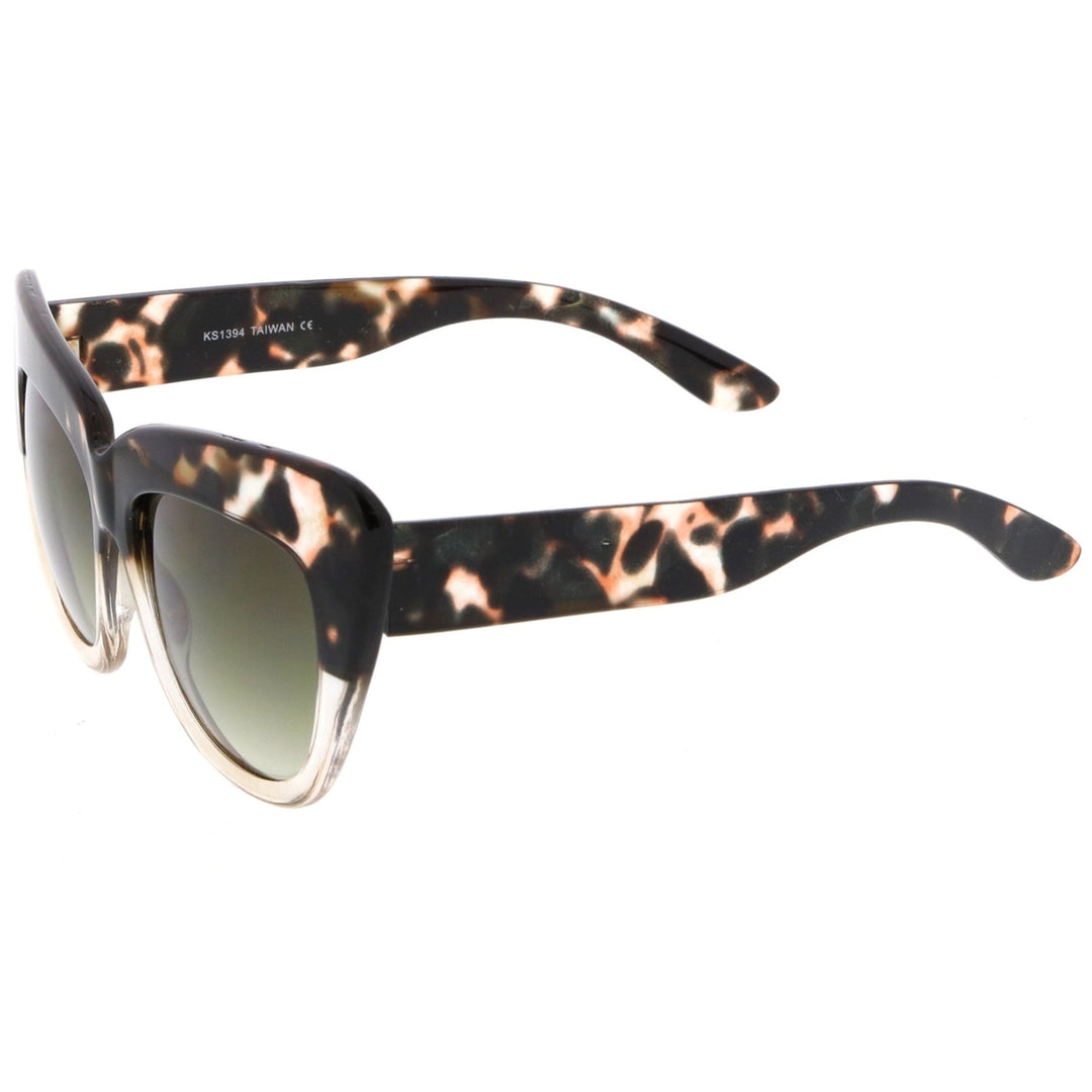 Oversize Cat Eye Sunglasses 55mm Square Lens Wide Temple Printed Design UV400 Image 3