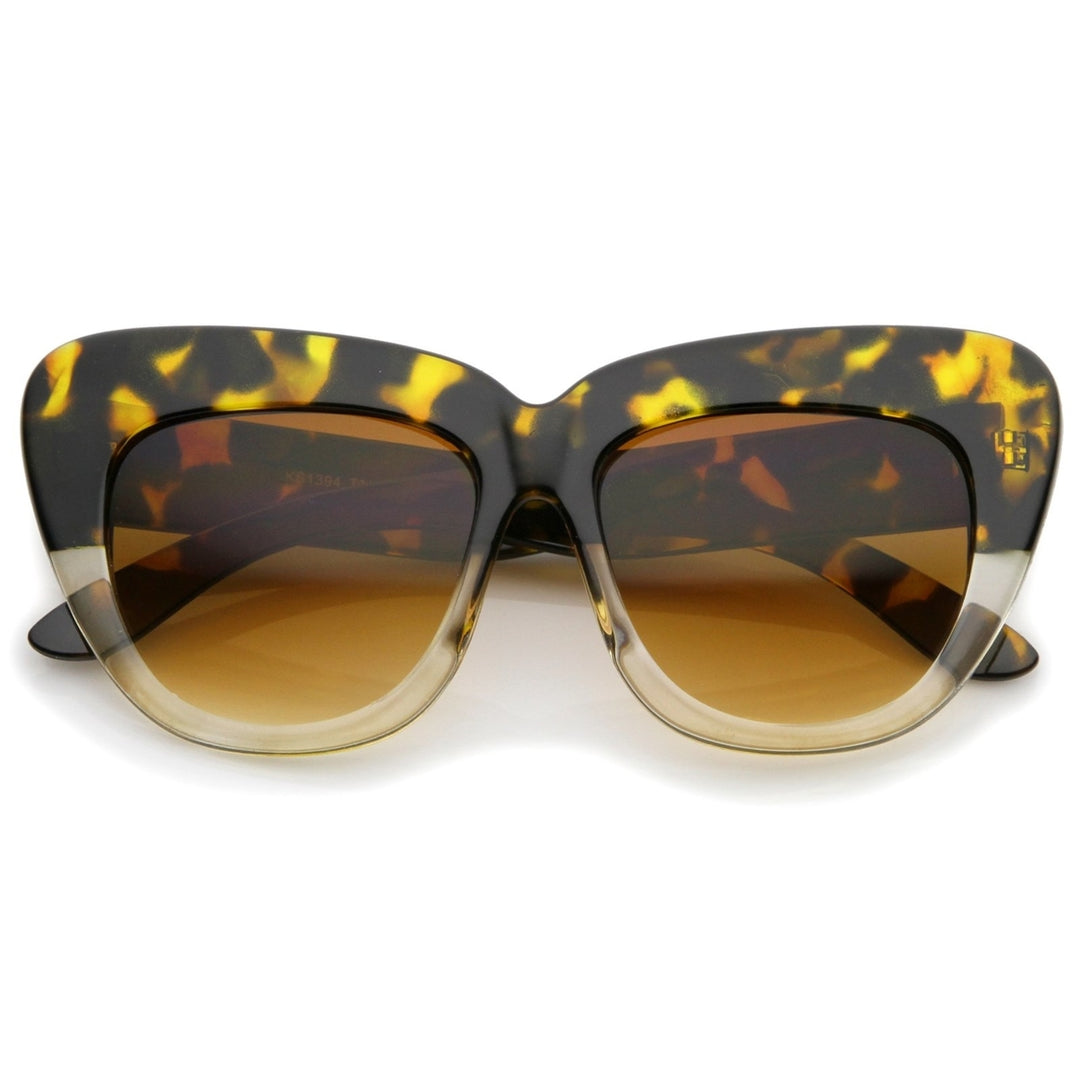 Oversize Cat Eye Sunglasses 55mm Square Lens Wide Temple Printed Design UV400 Image 6