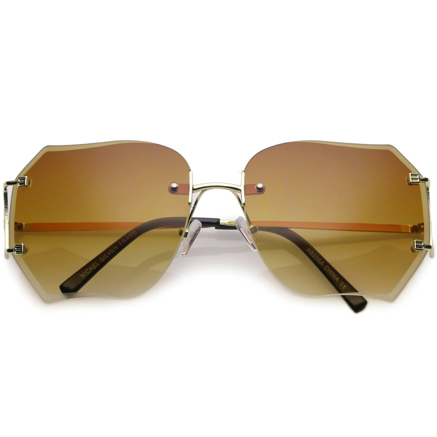 Oversize Rimless Square Sunglasses Slim Metal Arms Beveled Gradient Lens 61mm Image 1