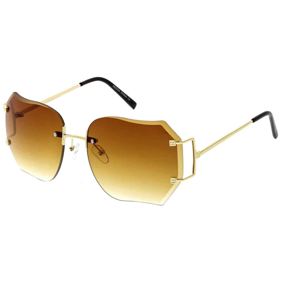 Oversize Rimless Square Sunglasses Slim Metal Arms Beveled Gradient Lens 61mm Image 2