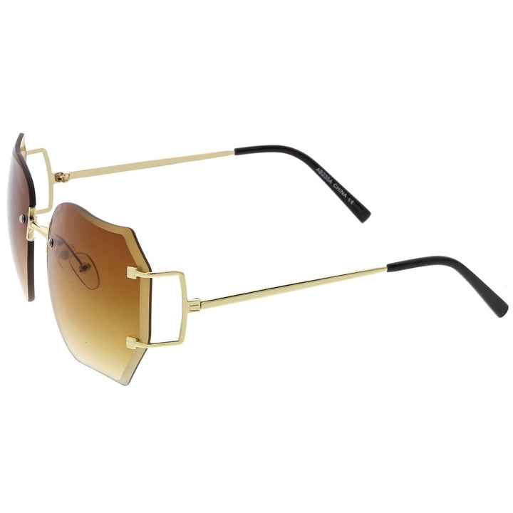 Oversize Rimless Square Sunglasses Slim Metal Arms Beveled Gradient Lens 61mm Image 3