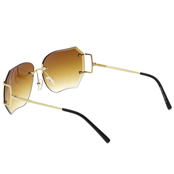 Oversize Rimless Square Sunglasses Slim Metal Arms Beveled Gradient Lens 61mm Image 4