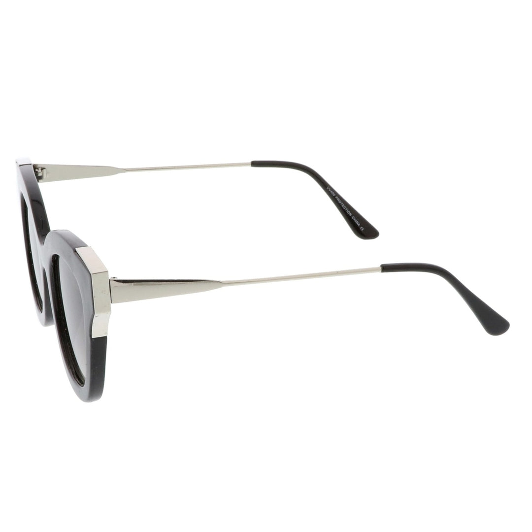 Oversize Thick Slim Temple Metal Trim Square Flat Lens Cat Eye Sunglasses 48mm Image 3