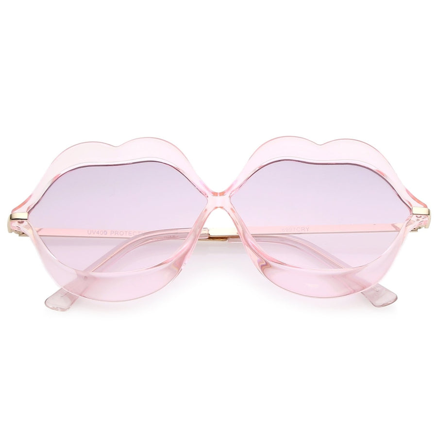 Oversize Transparent Lip Shape Frame Metal Temples Gradient Lens Novelty Sunglasses 63mm Image 1