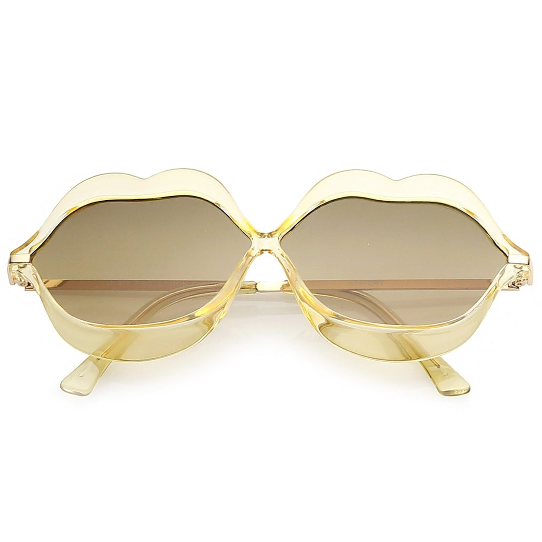 Oversize Transparent Lip Shape Frame Metal Temples Gradient Lens Novelty Sunglasses 63mm Image 4