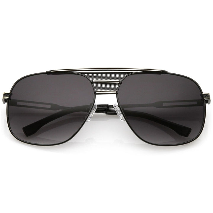 Oversized Aviator Sunglasses Perforated Triple Crossbar Square Lens 60mm Image 4