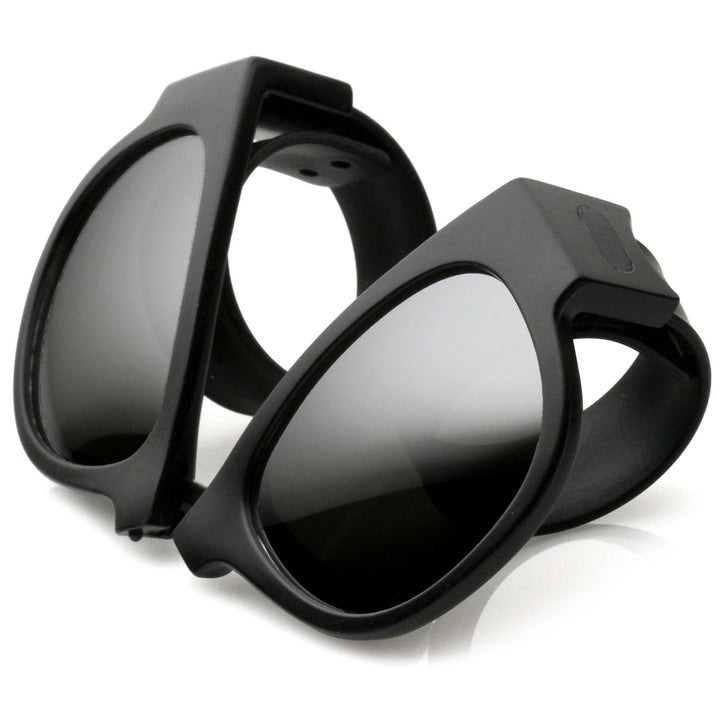 Portable Rubber Snap Arms Square Mirror Lens Foldable Horn Rimmed Sunglasses 53mm Image 4